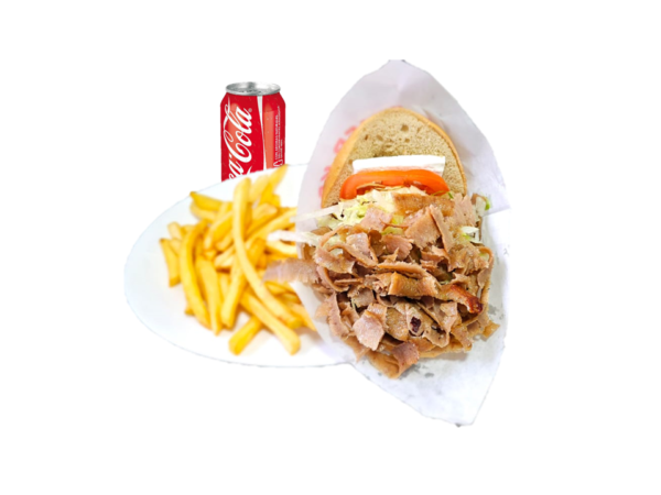 MENU KEBAB CON QUESO PATATAS Y REFRESCO